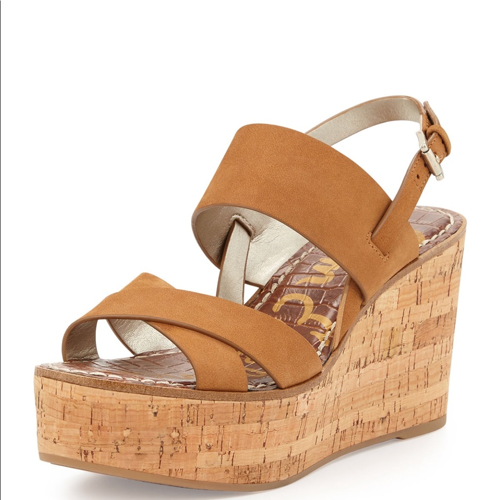 Sam Edelman Destiny Wedge Sandals - Camel - SZ 10